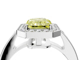 White gold Fancy Yellow Radiant  Halo Pavé Diamond Engagement Ring with Bezel Setting_53