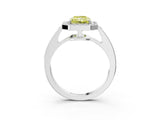 White gold Fancy Yellow Radiant  Halo Pavé Diamond Engagement Ring with Bezel Setting_53