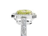 White gold Fancy Yellow Radiant  Halo Pavé Diamond Engagement Ring with Bezel Setting_54