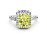 White gold Fancy Yellow Radiant  Halo Pavé Diamond Engagement Ring with Four-Prong Setting_26