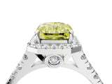 White gold Fancy Yellow Radiant  Halo Pavé Diamond Engagement Ring with Four-Prong Setting_30