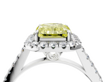 White gold Fancy Yellow Radiant  Halo Pavé Diamond Engagement Ring with Four-Prong Setting_7