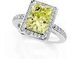 White gold Fancy Yellow Radiant  Halo Pave Band Solitaire Ring with Prong Setting_67