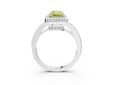 White gold Fancy Yellow Radiant  Halo Pave Band Solitaire Ring with Prong Setting_69