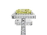 White gold Fancy Yellow Radiant  Halo Pave Band Solitaire Ring with Prong Setting_71