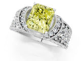 White gold Fancy Yellow Radiant  Halo Pave Diamond Engagement Ring with Milgrain Detailing_50