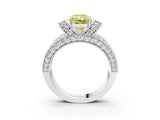 White gold Fancy Yellow Radiant  Halo Pave Diamond Engagement Ring with Milgrain Detailing_53
