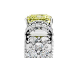 White gold Fancy Yellow Radiant  Halo Pave Diamond Engagement Ring with Milgrain Detailing_54