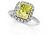 White gold Fancy Yellow Radiant  Halo Round Diamond Pavé Band Four-Prong Ring_4