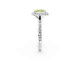 White gold Fancy Yellow Radiant  Halo Round Diamond Pavé Band Four-Prong Ring_5