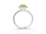 White gold Fancy Yellow Radiant  Halo Round Diamond Pavé Band Four-Prong Ring_6