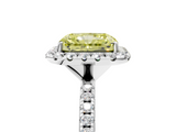White gold Fancy Yellow Radiant  Halo Round Diamond Pavé Band Four-Prong Ring_8