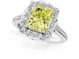 White gold Fancy Yellow Radiant  Halo Round Diamond Pave Band with Four-Prong Setting_51