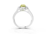 White gold Fancy Yellow Radiant  Halo Round Diamond Pave Band with Four-Prong Setting_53