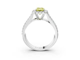 White gold Fancy Yellow Radiant  Halo Round Diamond Pave Band with Prong Setting 4