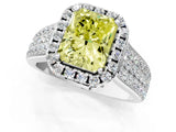 White gold Fancy Yellow Radiant  Halo Round Diamond Pave Band with Prong Setting_13