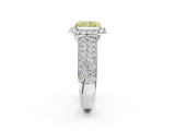 White gold Fancy Yellow Radiant  Halo Round Diamond Pave Band with Prong Setting_14