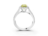 White gold Fancy Yellow Radiant  Halo Round Diamond Pave Band with Prong Setting_15