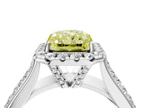 White gold Fancy Yellow Radiant  Halo Round Diamond Pave Band with Prong Setting_16