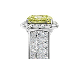 White gold Fancy Yellow Radiant  Halo Round Diamond Pave Band with Prong Setting_17