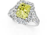 White gold Fancy Yellow Radiant  Halo Split Shank Diamond Engagement Ring with Pave Band and Four-Prong Setting_56