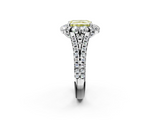 White gold Fancy Yellow Radiant  Halo Split Shank Diamond Engagement Ring with Pave Band and Four-Prong Setting_57