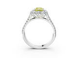 White gold Fancy Yellow Radiant  Halo Split Shank Diamond Engagement Ring with Pave Band and Four-Prong Setting_57