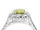 White gold Fancy Yellow Radiant  Halo Split Shank Diamond Engagement Ring with Pave Band and Four-Prong Setting_58