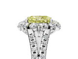 White gold Fancy Yellow Radiant  Halo Split Shank Diamond Engagement Ring with Pave Band and Four-Prong Setting_59