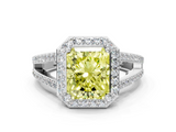 White gold Fancy Yellow Radiant  Halo Split Shank Diamond Ring with Four-Prong Setting_32