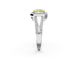 White gold Fancy Yellow Radiant  Halo Split Shank Diamond Ring with Four-Prong Setting_34