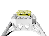 White gold Fancy Yellow Radiant  Halo Split Shank Diamond Ring with Four-Prong Setting_36