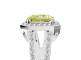 White gold Fancy Yellow Radiant  Halo Split Shank Diamond Ring with Four-Prong Setting_37