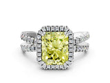 White gold Fancy Yellow Radiant  Halo Split Shank Diamond Ring with Pavé Setting_38