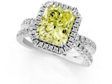 White gold Fancy Yellow Radiant  Halo Split Shank Diamond Ring with Pavé Setting_39
