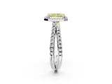 White gold Fancy Yellow Radiant  Halo Split Shank Diamond Ring with Pavé Setting_40