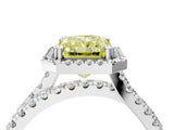 White gold Fancy Yellow Radiant  Halo Split Shank Diamond Ring with Pavé Setting_42