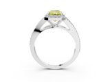 White gold Fancy Yellow Radiant  Halo Split Shank Diamond Ring with Prong Setting_23