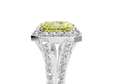 White gold Fancy Yellow Radiant  Halo Split Shank Diamond Ring with Prong Setting_25