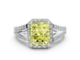 White gold Fancy Yellow Radiant  Halo Split Shank Pave Diamond Ring with Four-Prong Setting_49