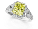 White gold Fancy Yellow Radiant  Halo Split Shank Pave Diamond Ring with Four-Prong Setting_50