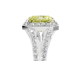 White gold Fancy Yellow Radiant  Halo Split Shank Pave Diamond Ring with Four-Prong Setting_54