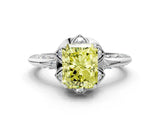 White gold Fancy Yellow Radiant  Halo Split Shank Pave Diamond Ring with Petal Prong Setting_32