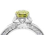 White gold Fancy Yellow Radiant  Halo Split Shank Pave Diamond Ring with Petal Prong Setting_39