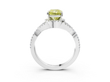 White gold Fancy Yellow Radiant  Halo Twist Band Solitaire Prong Setting Ring_62