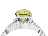 White gold Fancy Yellow Radiant  Halo Twist Band Solitaire Prong Setting Ring_63