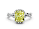 White gold Fancy Yellow Radiant  Halo Twist Band Solitaire Ring with Six-Prong Setting_3