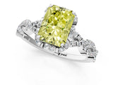 White gold Fancy Yellow Radiant  Halo Twist Band Solitaire Ring with Six-Prong Setting_4