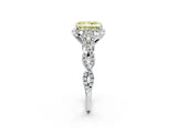 White gold Fancy Yellow Radiant  Halo Twist Band Solitaire Ring with Six-Prong Setting_5