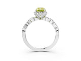White gold Fancy Yellow Radiant  Halo Twist Band Solitaire Ring with Six-Prong Setting_6